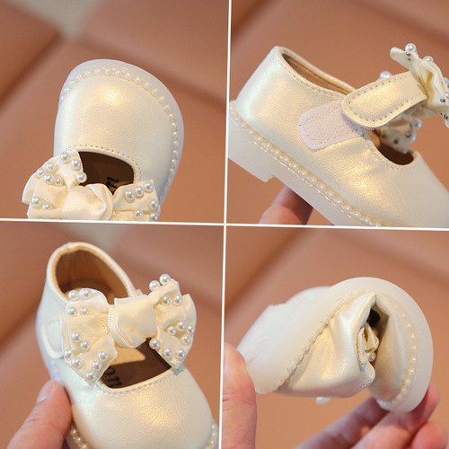 One piece drop shipping for baby girl square mouth shoes  children's shoes toddler shoes girls autumn soft bottom pearl princess shoes trendy