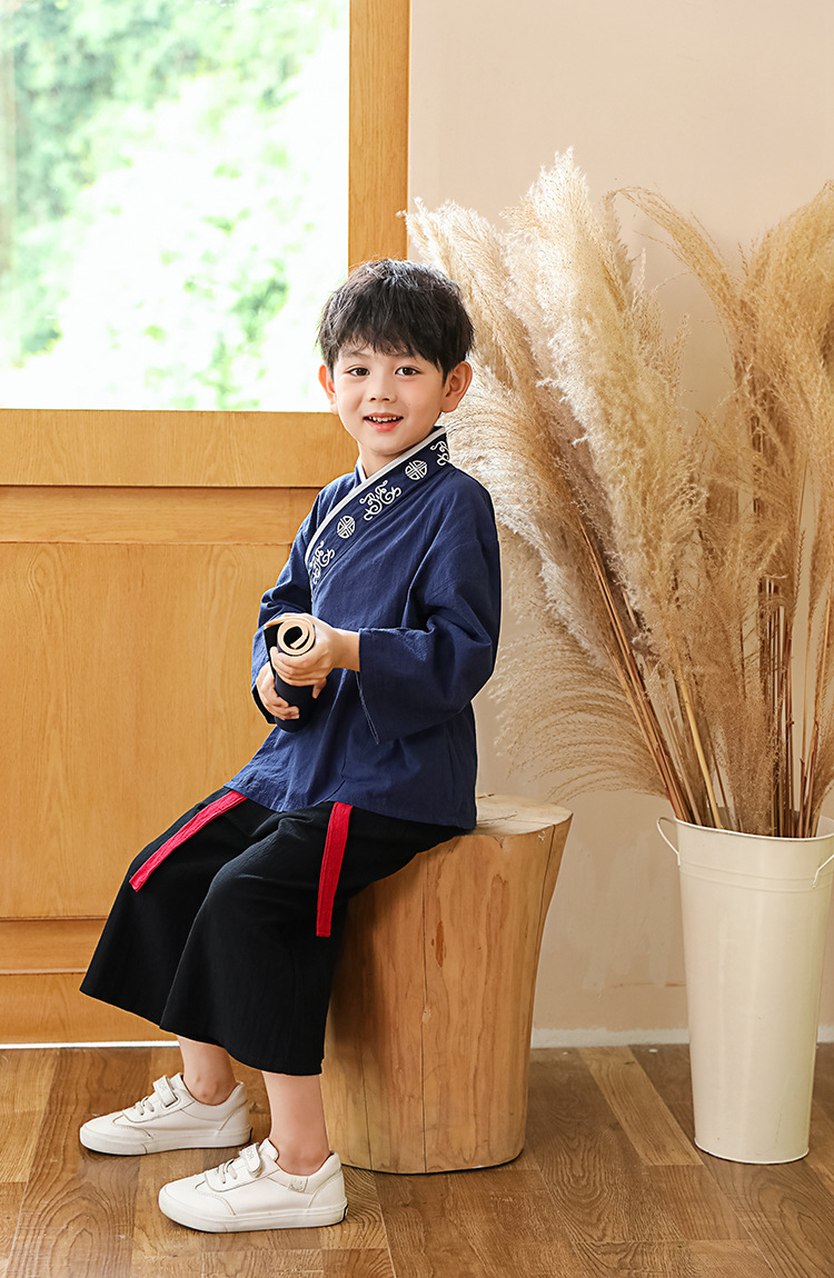 Hanfu para niños y niñas traje antiguo traje de algodón chino ceremonia de apertura estudiantes de la escuela primaria para niños traje de rendimiento de estilo chino image 9