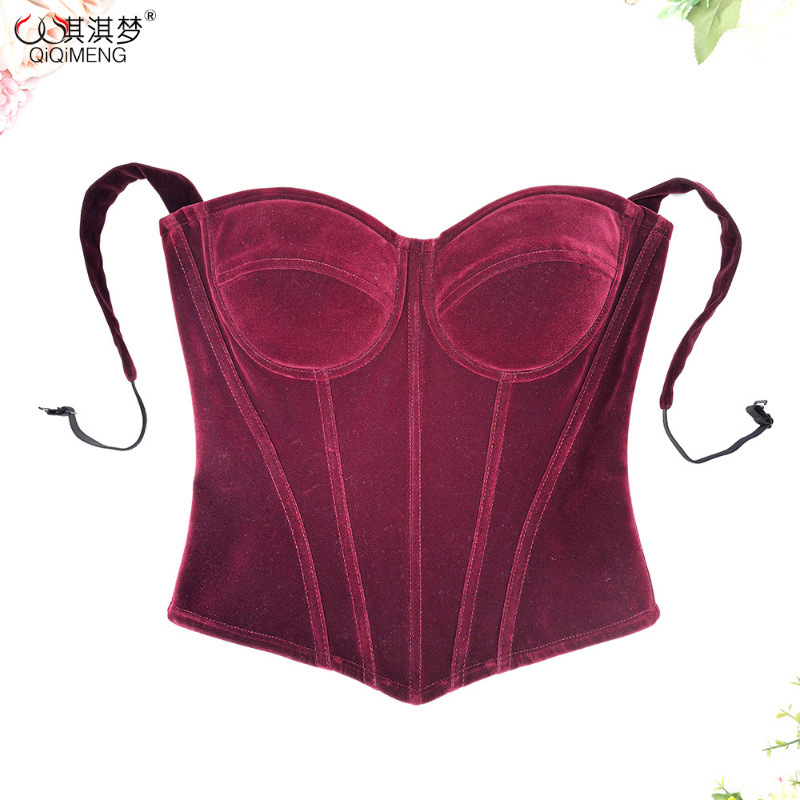 Thickened Warm Velvet Fishbone Corset, Tight-Fitting French-Style Camisole, Tube Top for Outer Wear or Layering, Waist-Cinching Vest-Style Tank Top