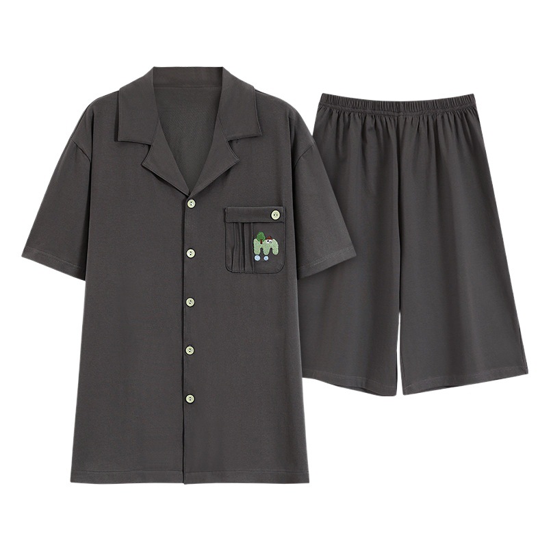 Pijama de los hombres de algodón de manga corta de verano para hombre traje corto 2024 nuevos hombres ropa casera popular verano