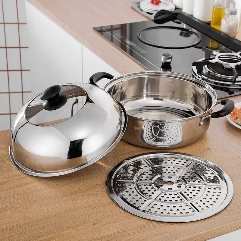 Stainless steel sauna pot steamer sauna chicken pot sauna fish pot double-layer steamer beef soup steamer