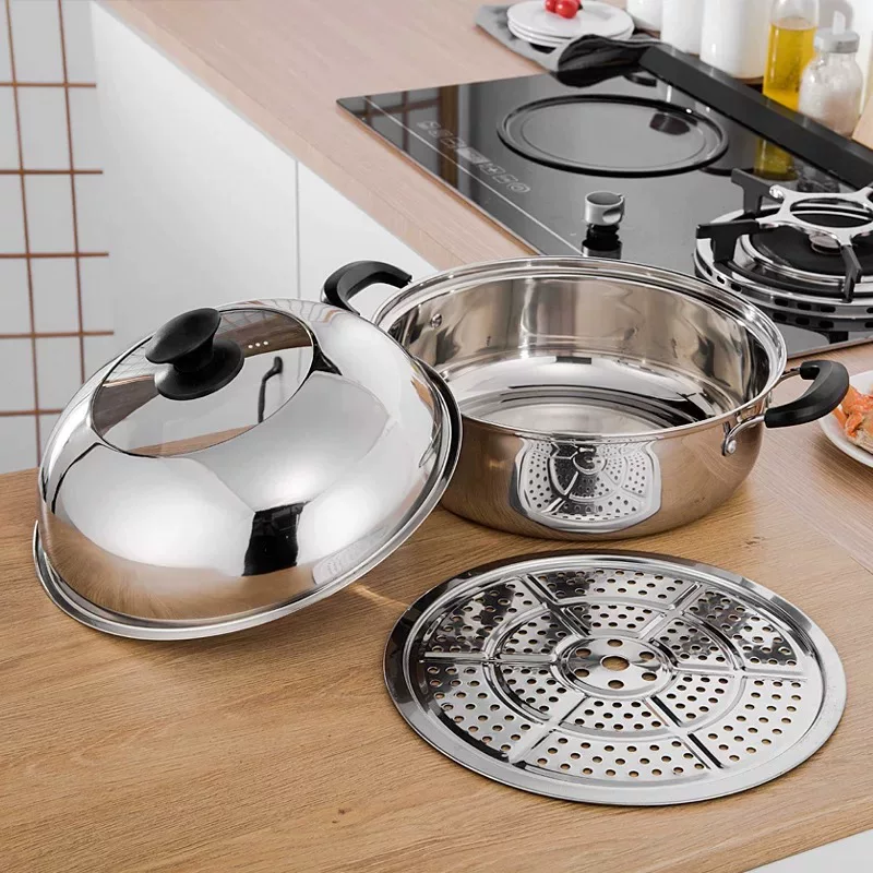 Stainless steel sauna pot steamer sauna chicken pot sauna fish pot double-layer steamer beef soup steamer
