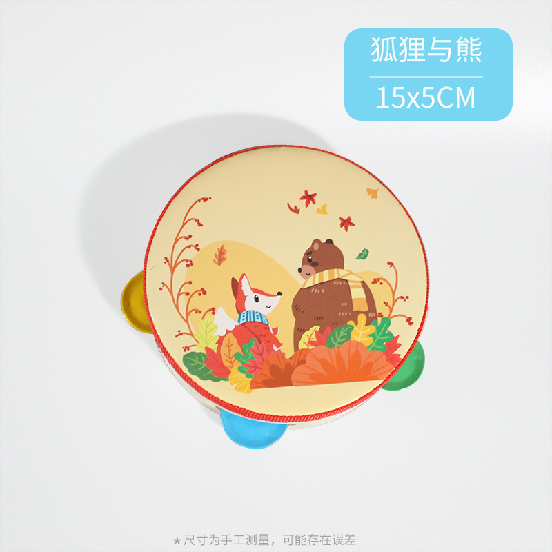 Instrumento de percusión Orff madera 15cm pandereta colorido infantil danza kindergarten maestro tambor mano