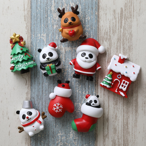 Panda refrigerator magnet three-dimensional resin diy creative Christmas gift resin magnetic magnet magnet gift wholesale