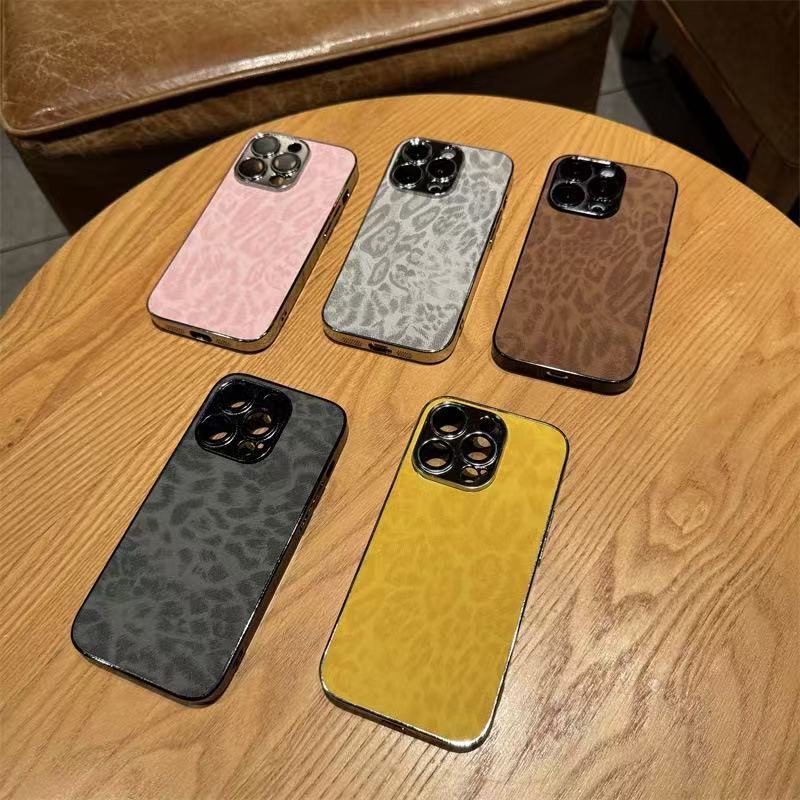 Comes with Lens Film Suitable for Apple 17Promax High-End Protective Case Iphone16 Leopard Print Anti-Fall 15 Pure Color