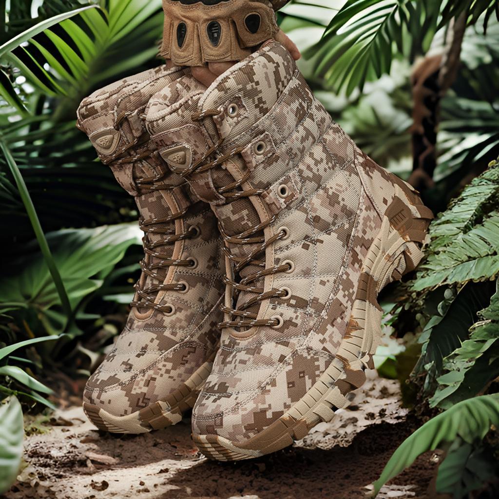 Botas de combate al aire libre de exploración de la jungla y rescate para hombres botas de combate al aire libre multi-terreno de lazo de fábrica directa