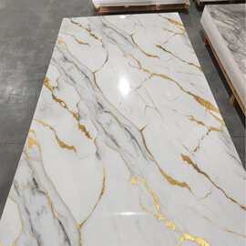 跨境专供UV鎏金大板1.22*2.44m尺寸定制加固包装UV Marble Sheet