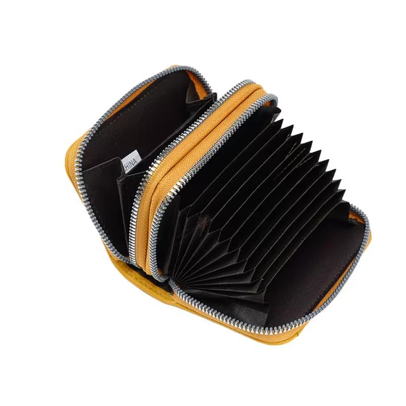 跨境新款RFID防消磁风琴卡包 双层拉链多功能女士钱包 多卡位卡夹