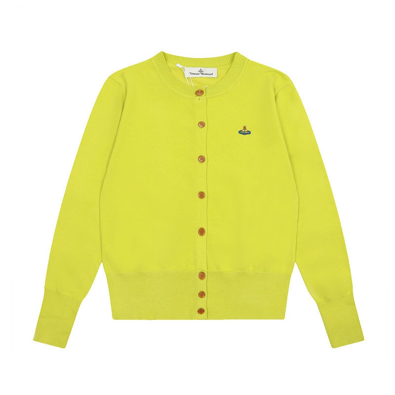 Viviennewestwood Императрица Уайуэй Вэйвэй Anzuis Tsites Цветная вышивка Женский шерстяной вязанный свитер-кардиган