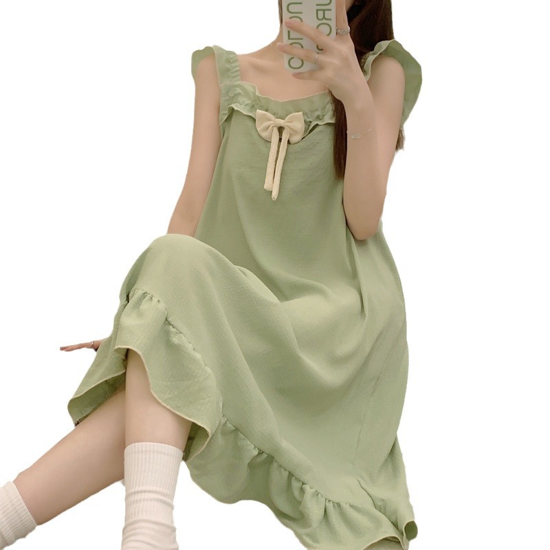 Nuevo camisón de mujer vestido de longitud media nuevo lindo fresco estudiante homewear vestido de comercio exterior se puede enviar en nombre