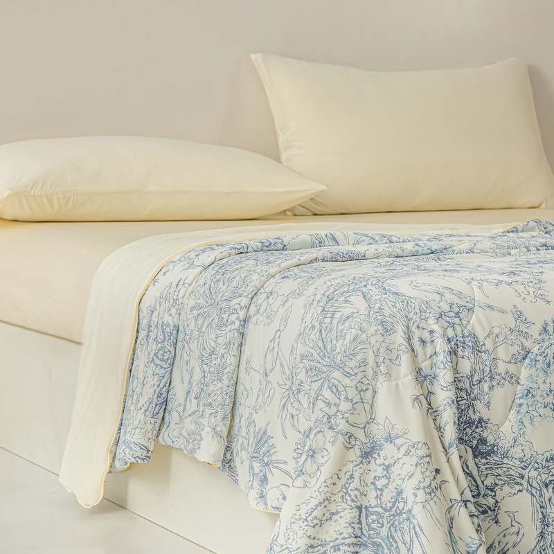 Class A mica silk high-grade printed summer quilt super soft silky cool feeling antibacterial soybean fiber summer quilt air conditioning quilt 4