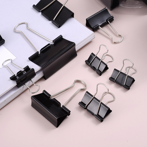 Factory direct sales black long tail clip barrel bill holder financial bill test paper dovetail clip office stationery clip factory