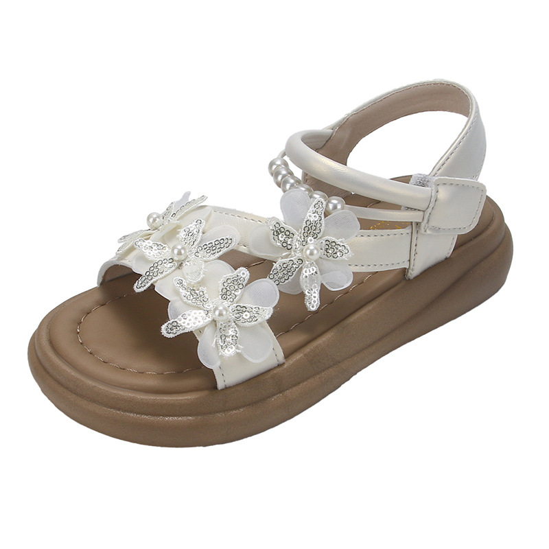 Zapatos de princesa de arco para niños 2026 verano nuevos zapatos de playa de perla suave para niños grandes zapatos de aire exterior image 6
