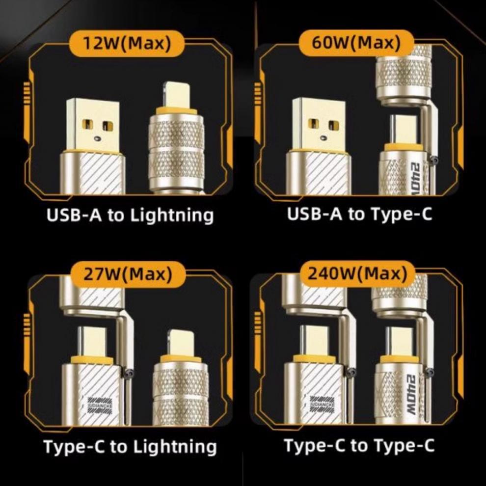 Four-In-One Fast Charging Data Cable Suitable for Apple Type-C Huawei Oppo Xiaomi Honor Mobile Phone Car Charger