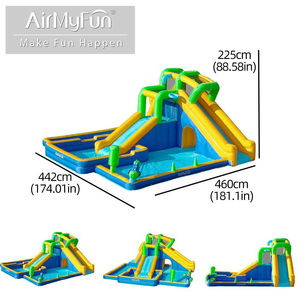 AMF | Castillo inflable para niños, tobogán de chorro de agua pequeño para el hogar, cama de salto inflable, parque infantil interior, castillo de chorro de agua