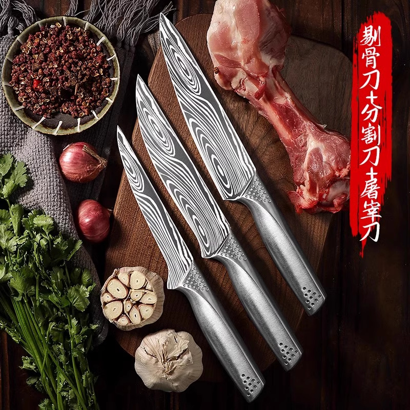 Cuchillo de carne de oveja para matar cerdos, corte de verduras, carne de acero completo, corte de carne, corte de carne, corte de tres piezas, corte de hueso y corte de carne.