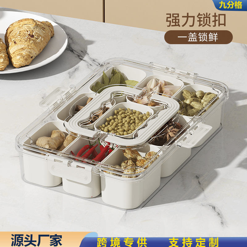 Casas domésticas con caja de especias dividida caja de condimento de canela de octeto caja de condimento refrigerador portátil caja de almacenamiento fresco caja de condimento de cocina