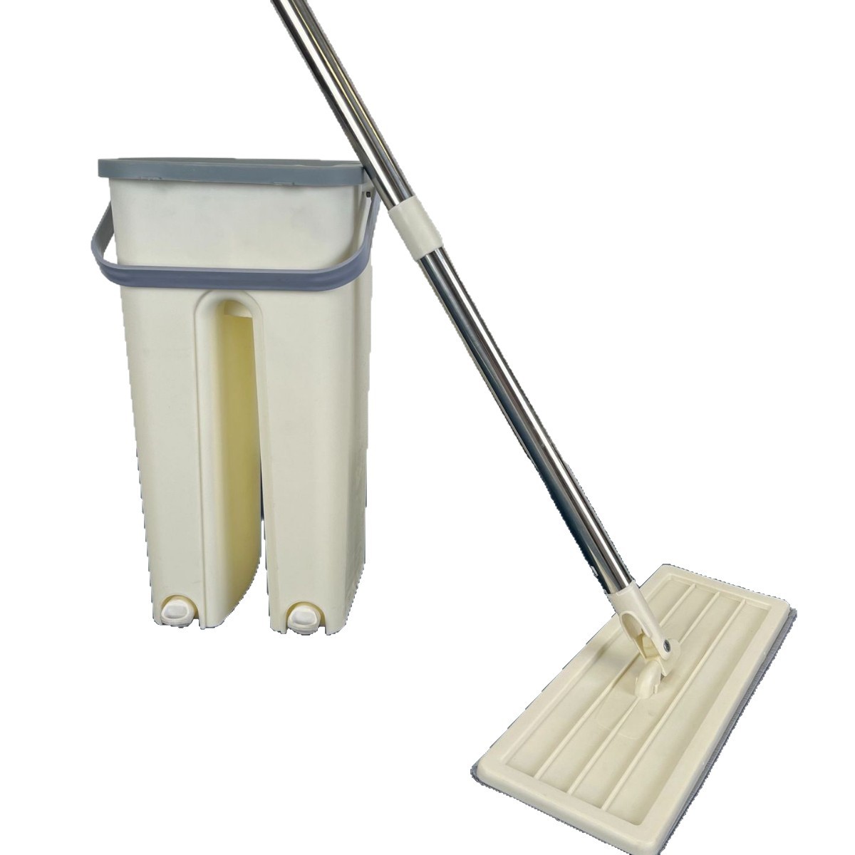 Mopa doméstica de fregado sin esfuerzo con diseño de lavado sin manos, de doble uso para limpieza en seco y húmedo, mopa giratoria para sala de estar, venta al por mayor.