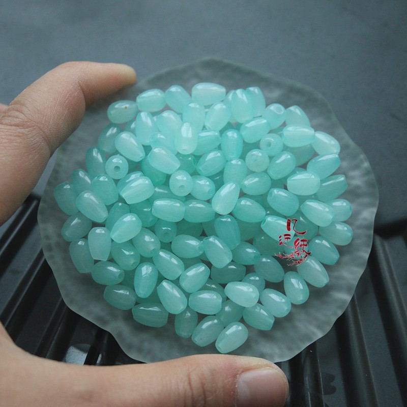 直孔仿玉石水滴琉璃玻璃水滴珠散珠发簪饰品配件材料|undefined