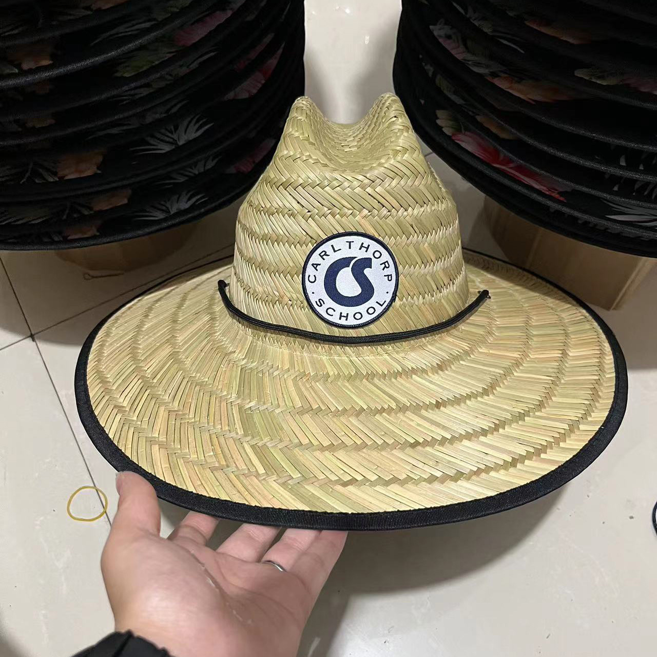 Sombrero de paja para hombre estilo playa, diseño salvavidas, moda verano 2024