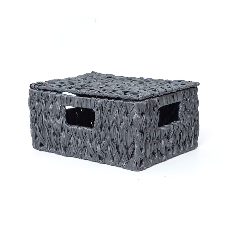 Fábrica directa venta caliente tejido de caña de plástico canasta de almacenamiento de cosméticos de escritorio canasta de almacenamiento de baño canasta de almacenamiento impermeable a prueba de humedad