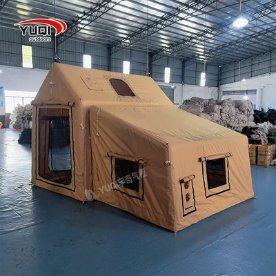 One-Bedroom, One-Living Room Inflatable Tent, Outdoor Rainproof Family Camping Building Block Tent, Expandable Combination Tent Customization (Avtomobil dam çadırları) - 230190110165cm280175240cm-khaki-5-8-people