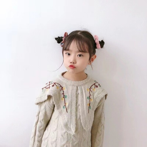 Spring Day Floral Hair Pin Cute Girl Fabric Rabbit Ear 3D Hair Clip Children Hair Accessory Princess Hair Ring Elastic