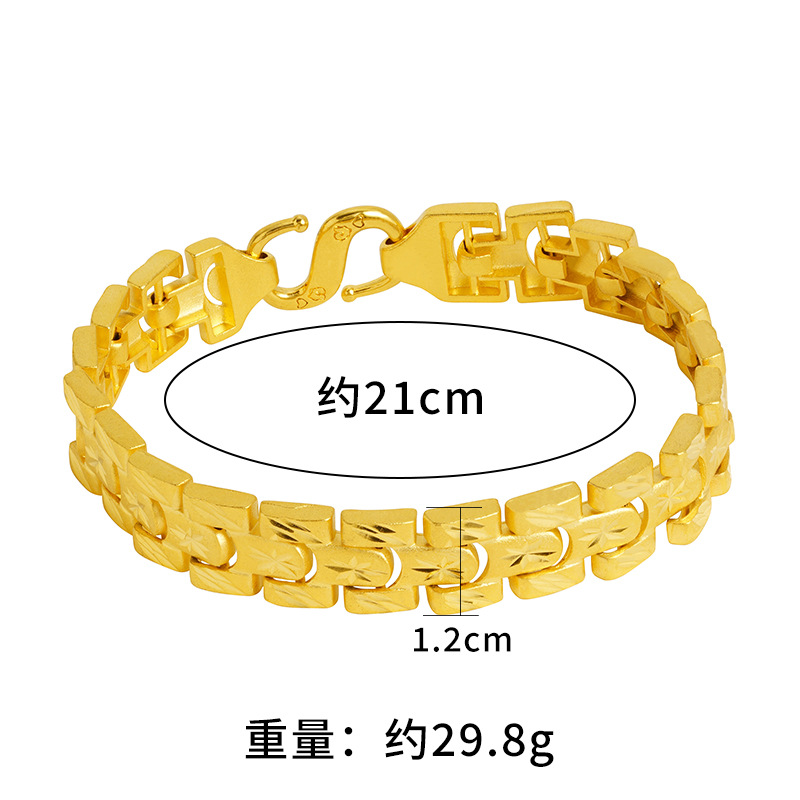 Sand Gold hombres y mujeres pulsera de patrón estrellado imitación oro joyería Correa ancha dominante galvanoplastia artesanía pulsera de aleación de cobre