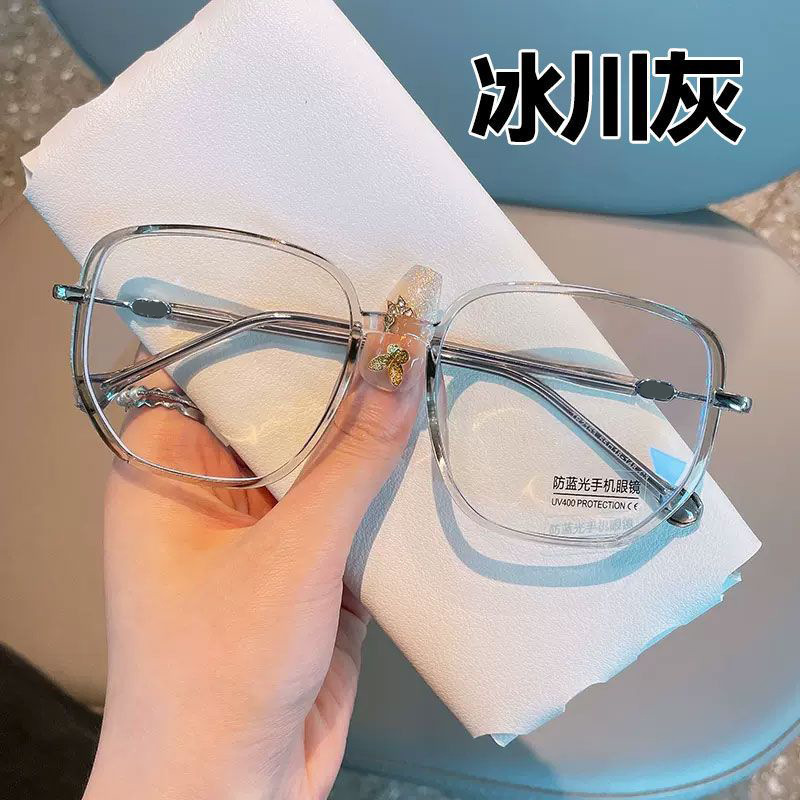 Gradiente transparente marcos de gafas viejos marrón frío para mujeres jóvenes, marcos grandes, cara grande, cara pequeña, gafas viejas de diamante