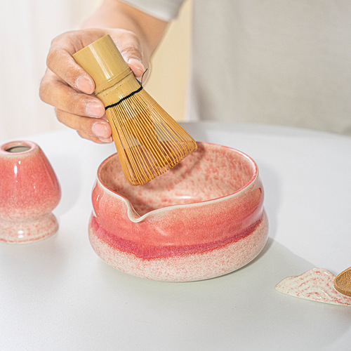 Amazon Japanese Matcha Bowl with Handle Ceramic Tea Set Accessories Chasen Stand Set Japanese Tea Ceremony Cross-border Exclusive