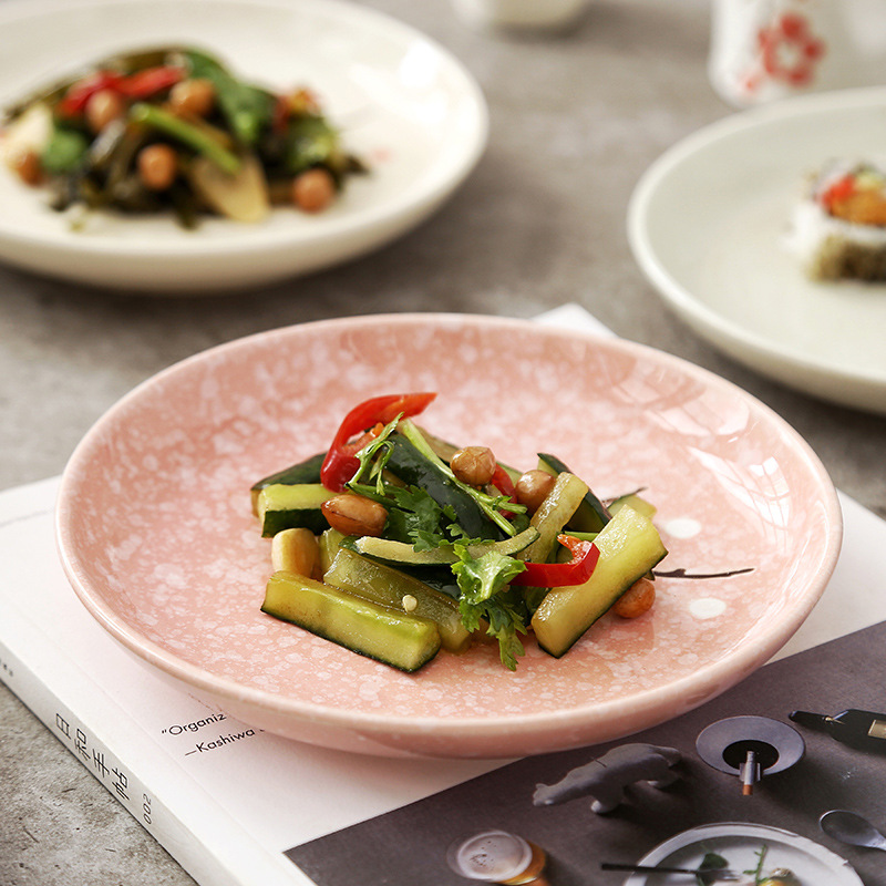 6-inch Japanese-style round plate creative plum blossom hand-painted underglaze color ceramic tableware dim sum plate small dish plate bone plate