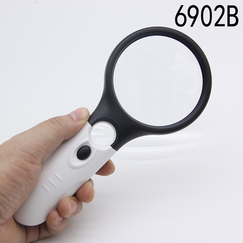 Handheld Led High-Power High-Definition Magnifying Glass with Light Optical Lens Reading Magnifying Glass for the Elderly Manufacturer 6902 Handheld Led High-Power High-Definition Magnifying Glass with Light Optical Lens Reading Magnifying Glass for the Elderly Manufacturer 6902