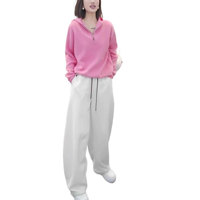粉色休闲运动套装女2025新款洋气减龄卫衣阔腿裤秋季穿搭一整套|undefined