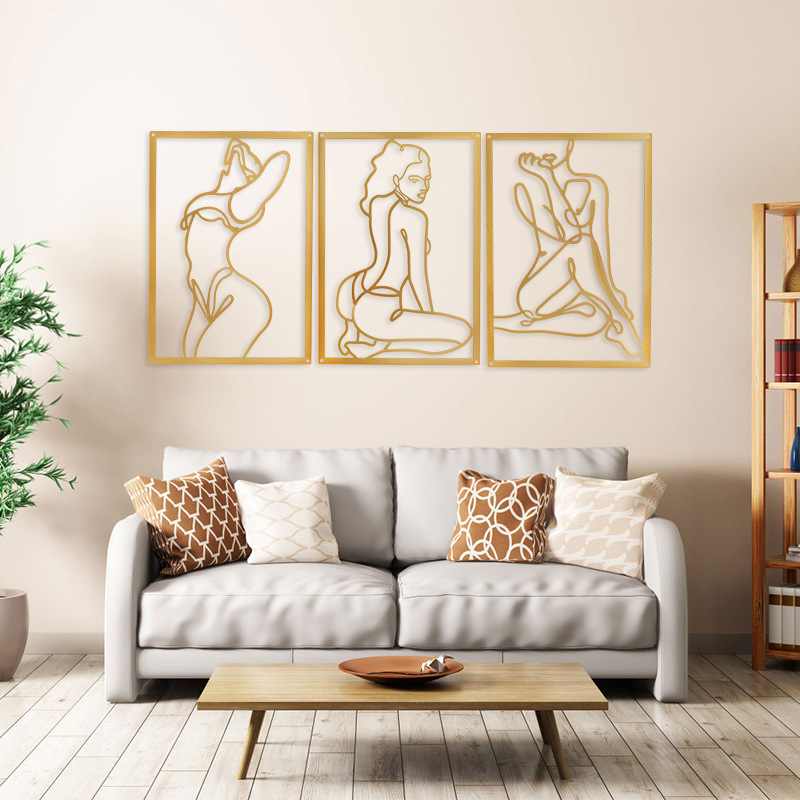 Modern Simple Square Metal Wall Hanging Art Silhouette Body Line Wall Decoration Home Living Room Wall Decoration