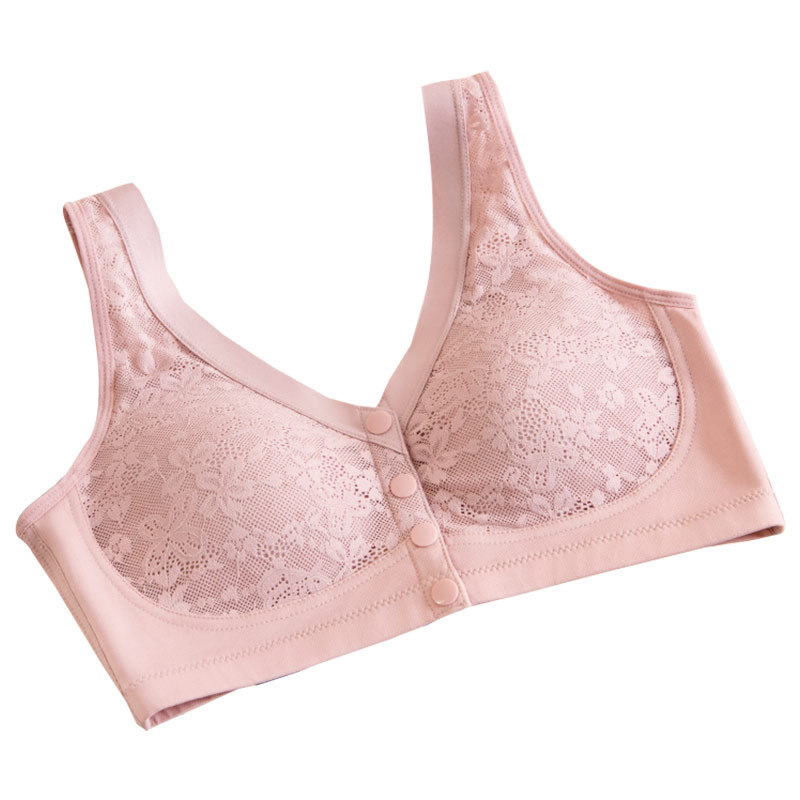 Ropa interior de la madre sujetador de hebilla frontal de las mujeres sin hilos de seda de hielo transpirable chaleco sujetador de mediana edad y ancianos verano