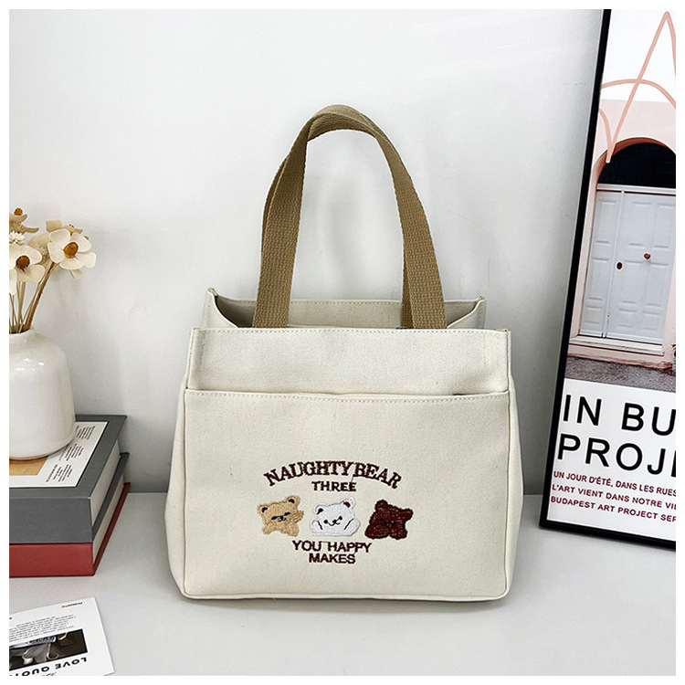 New wholesale fashionable and high-quality canvas handbag, simple and portable, easy to carry for going out, versatile lunch box and bento bag undefined