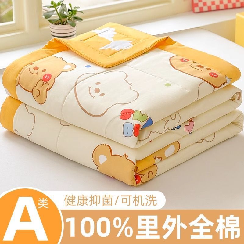 Edredón fresco de verano de algodón edredón de verano para niños edredón de aire acondicionado lavable a máquina bebé de jardín de infantes edredón fino de verano individual