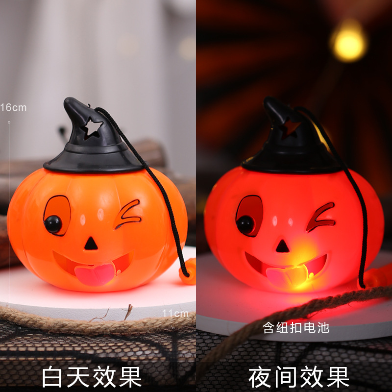 Linterna de Calabaza de Halloween, Decoraciones Brillantes de Halloween, Accesorios, Adornos, Cubo de Calabaza para Niños, Decoración para Fiestas