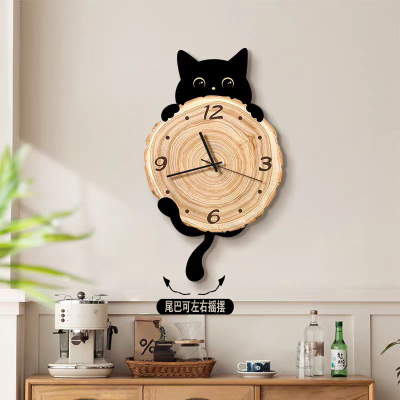 ♔ 2025 New Model Cat Wall Clock for Living Room, Creative Silent Clock for Bedroom and Dining Room, Decorative Painting Clock