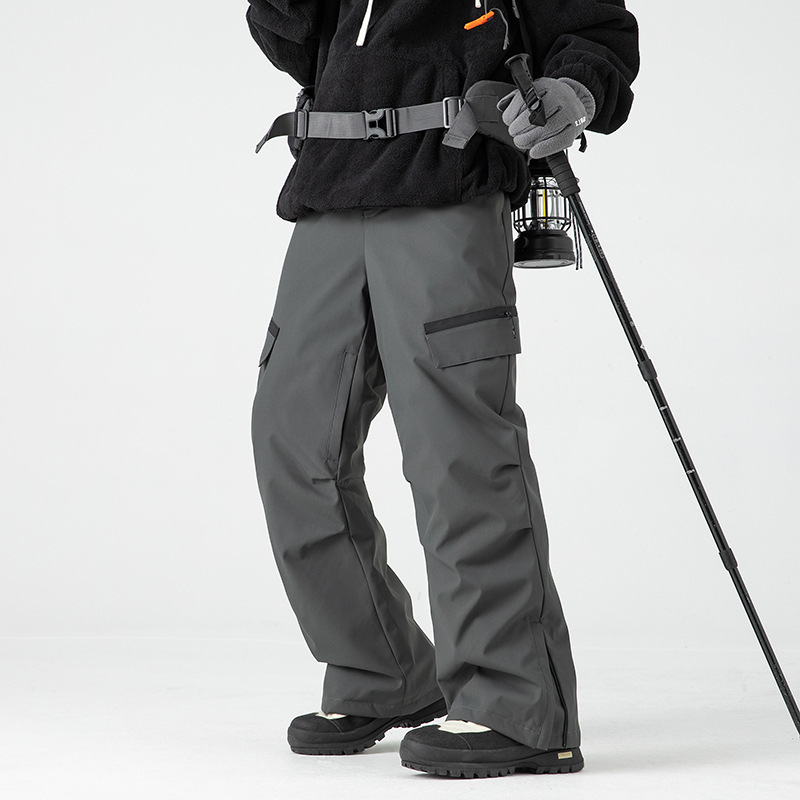 New winter style casual ski down pants for men, trendy outdoor windproof work pants