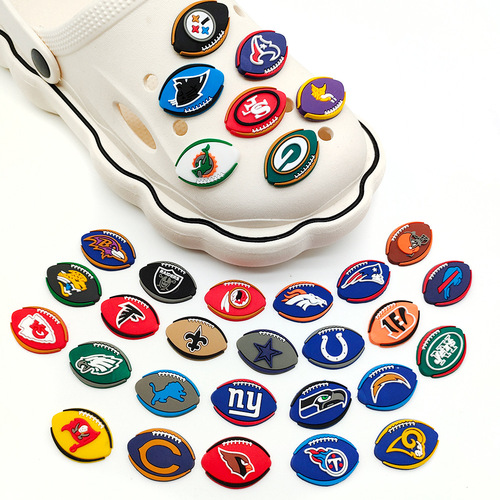 Soccer ball logo badge hole shoe flower shoe buckle soft rubber DIY accessories shoe components