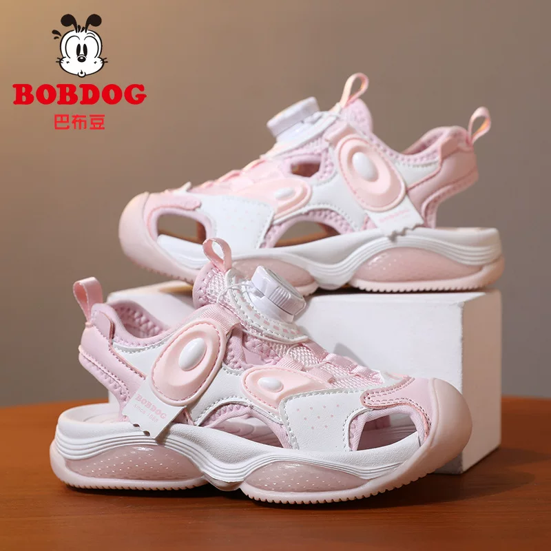 Летние детские сандалии BOBDOG с нескользящей подошвой — пляжная обувь с мягкой подошвой, фиолетовые или розовые, детские размеры