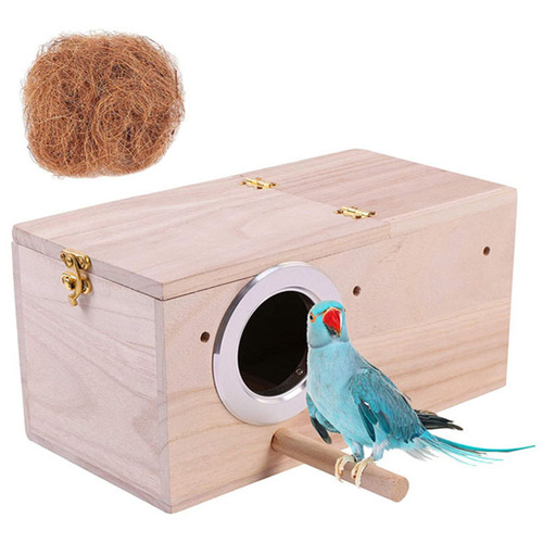 Wooden handicraft bird nest parakeet breeding box bird's nest bird incubator solid wood bird cage outdoor decoration 