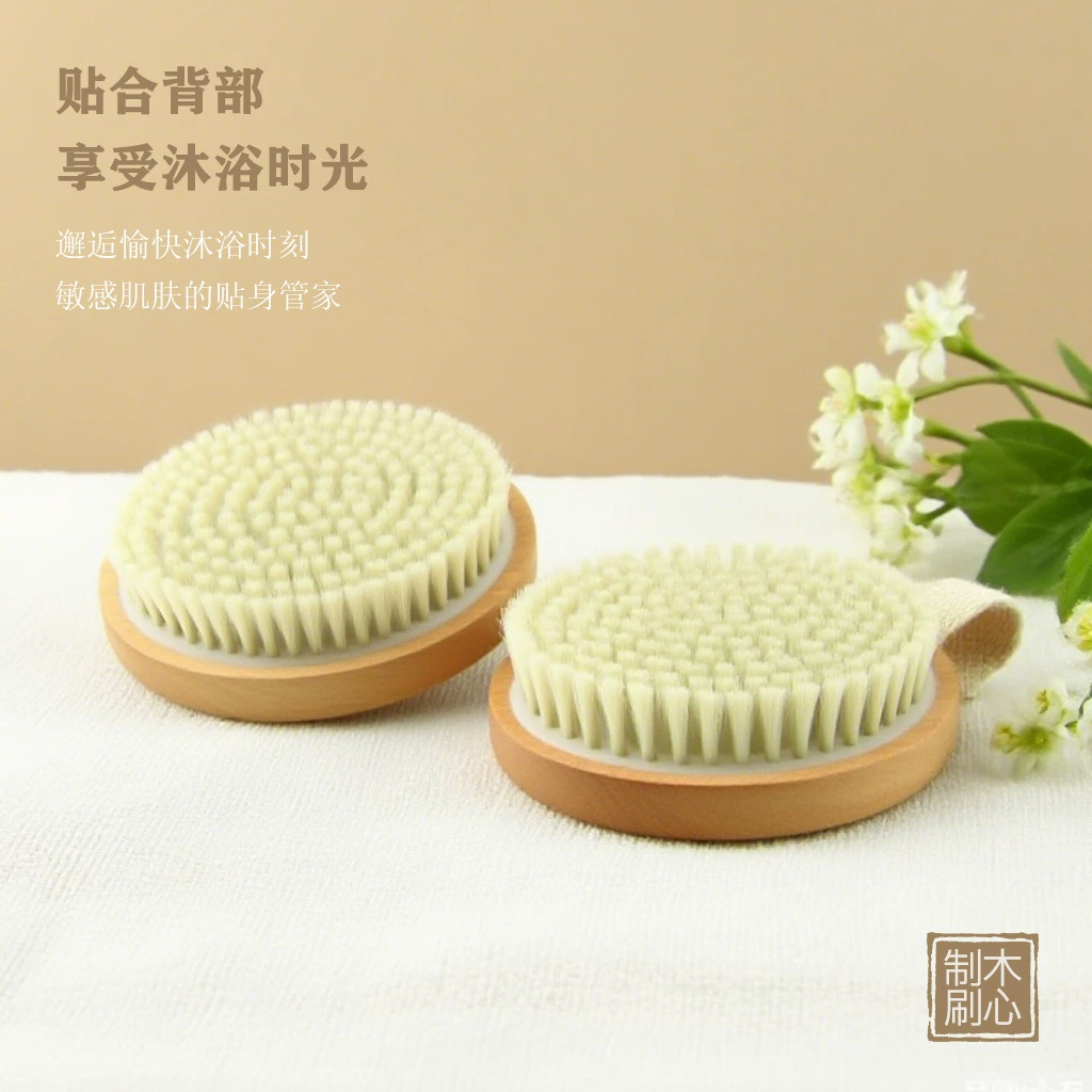 Круглая щетка для спины из щетины кабана, мягкая щетина, щетка для ванны, отшелушивающая грязевая щетка