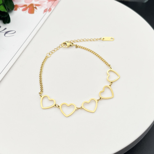 European and American cross-border minimalist hollow heart bracelet personalized accessories AliExpress best-selling versatile heart-shaped creative wholesale