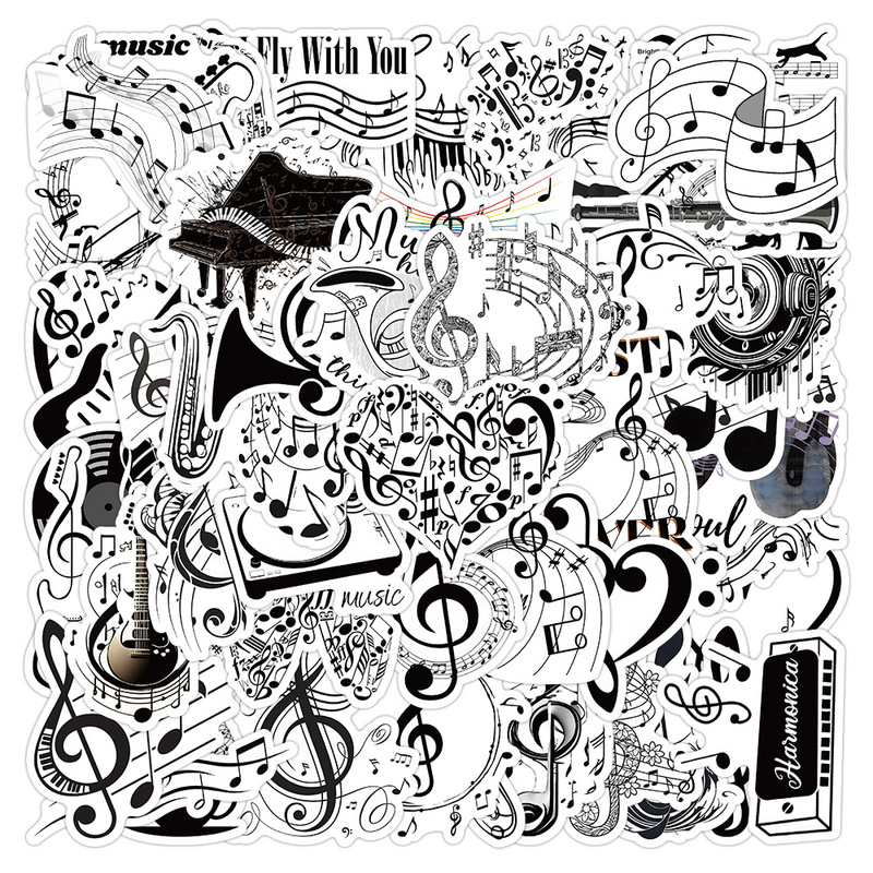 50 new cross-border rhythm notes graffiti stickers for music decorative mobile phone shell notebook desk stickers