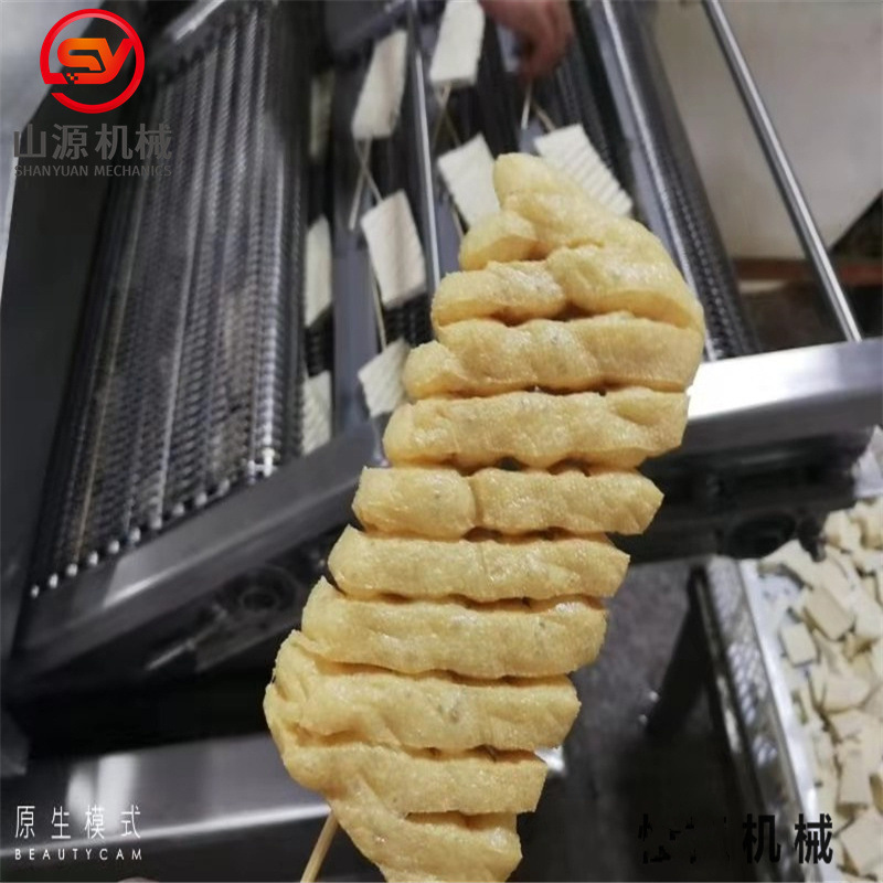 全自动兰花干油炸机 刮渣式豆腐串油炸设备 脆皮豆腐油炸生产线