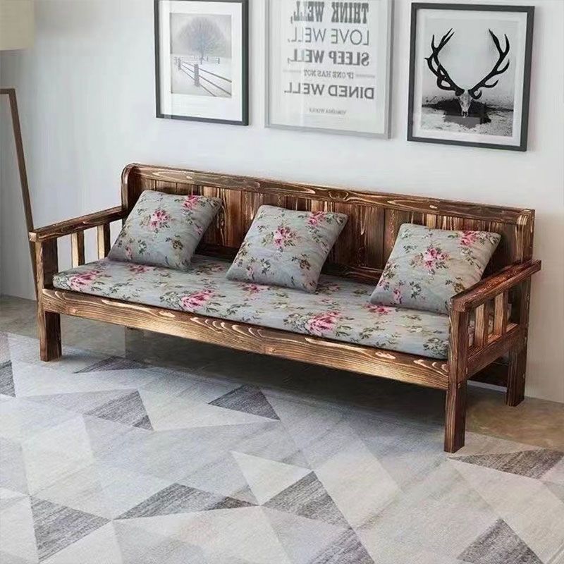 Solid Wood Sofa Combination Modern Simple Small Apartment Balcony Bedroom Living Room Three-Person Four-Person Backrest Bench Sofa Chair