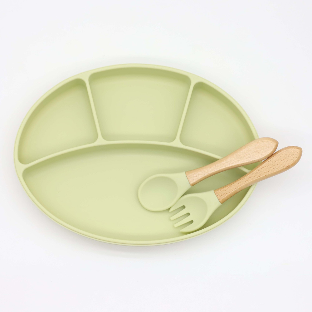 Venta caliente suplemento de alimentos para bebés vajilla de silicona conjunto de silicona para niños lechón tazón integrado Placa de silicona