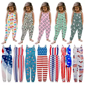 Europe and the United States summer girls a variety of styles sling shoulder-to-shoulder jumpsuit climbing suit Harbin clothes children's clothing a generation of ins - ShopShipShake
